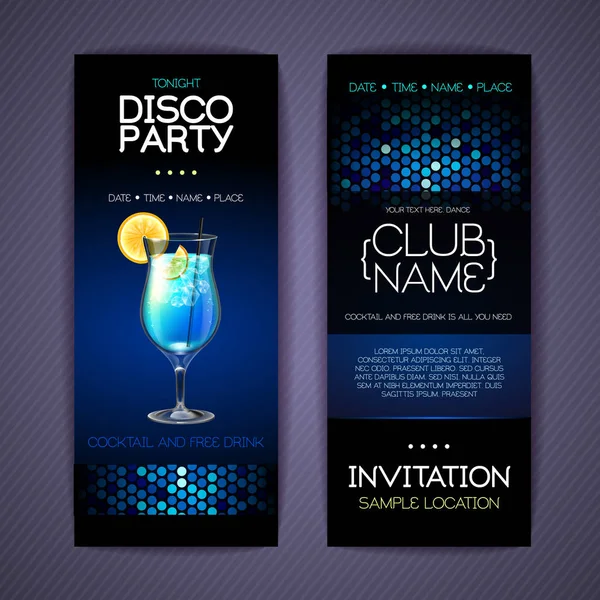 Disco invitation to cocktail party. Document template design