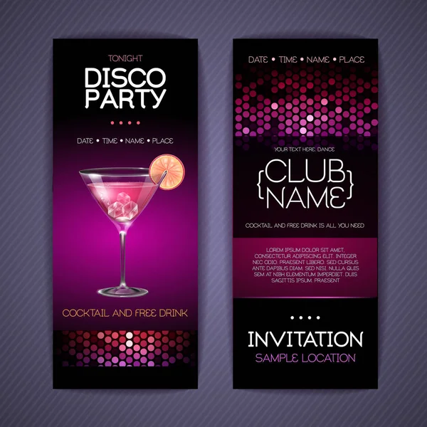 Disco Inbjudan Till Cocktailparty Dokument Malldesign — Stock vektor