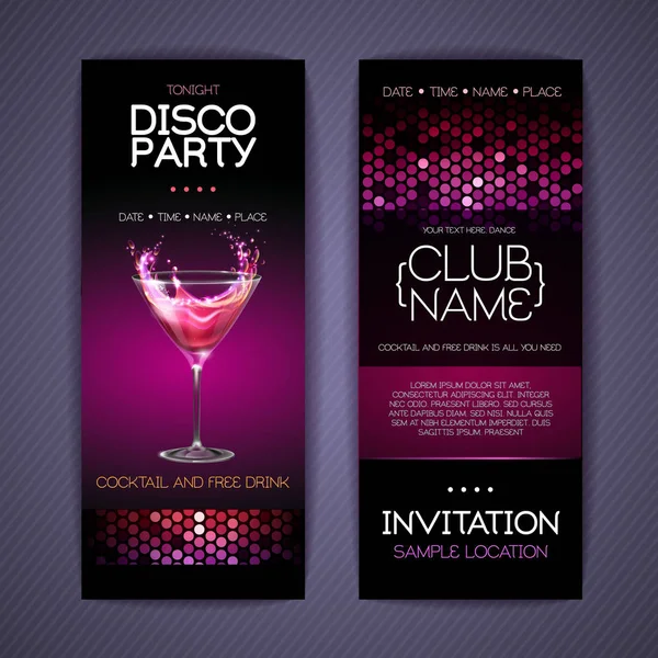 Invito Discoteca Cocktail Party Modello Documento — Vettoriale Stock