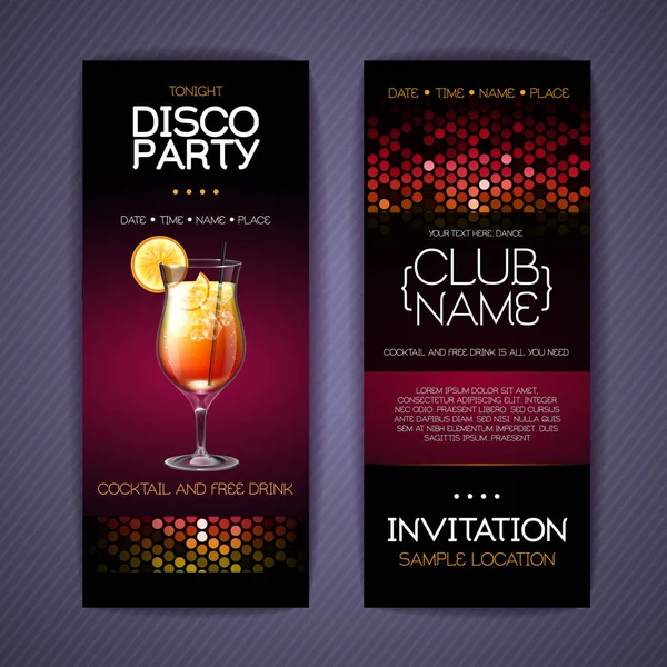 Invito Discoteca Cocktail Party Modello Documento — Vettoriale Stock