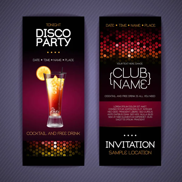 Invitation Disco Cocktail Conception Modèle Document — Image vectorielle