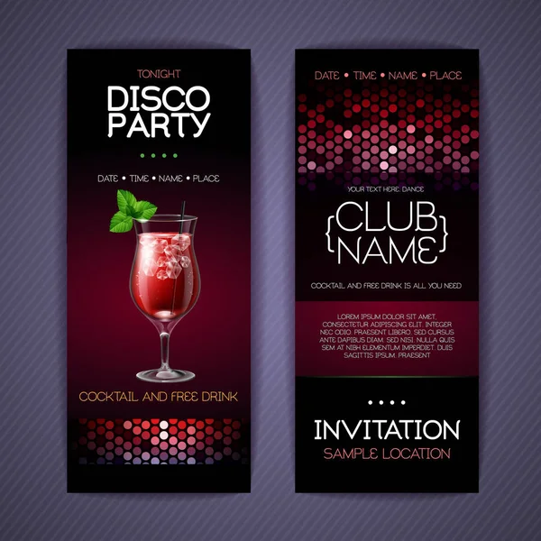 Invito Discoteca Cocktail Party Modello Documento — Vettoriale Stock