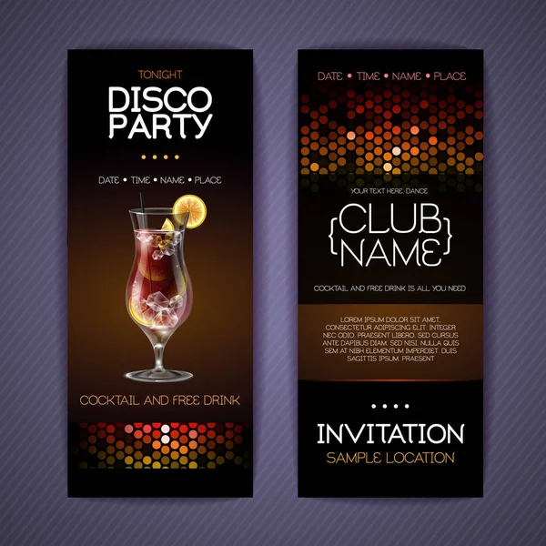 Invitation Disco Cocktail Conception Modèle Document — Image vectorielle