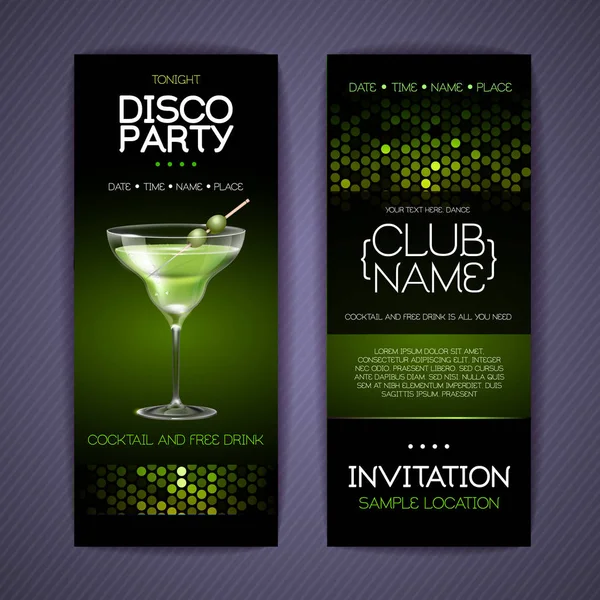 Invitation Disco Cocktail Conception Modèle Document — Image vectorielle
