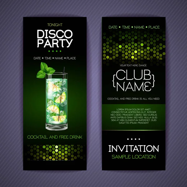 Invito Discoteca Cocktail Party Modello Documento — Vettoriale Stock