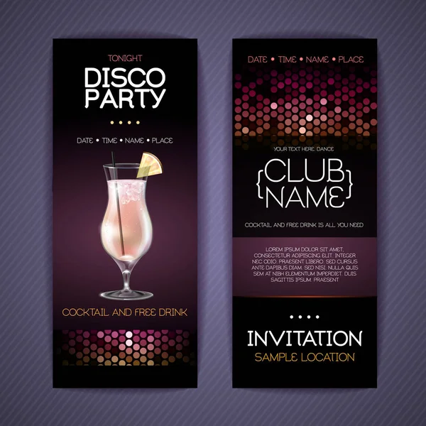 Invitation Disco Cocktail Conception Modèle Document — Image vectorielle