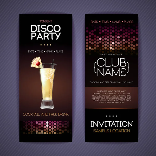 Invito Discoteca Cocktail Party Modello Documento — Vettoriale Stock