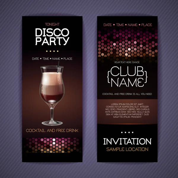 Invitation Disco Cocktail Conception Modèle Document — Image vectorielle