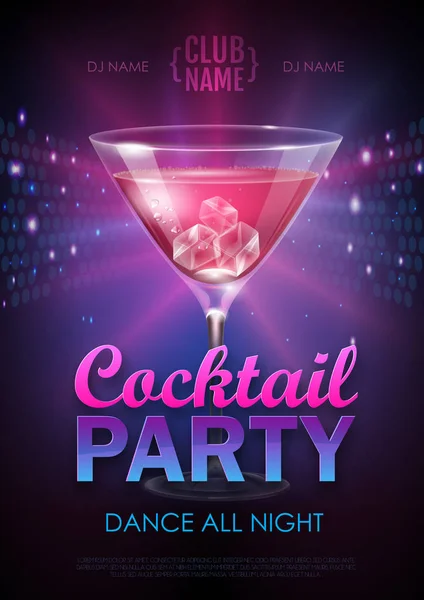 Disco Cocktail Party Poster Vettoriale Illustrazione — Vettoriale Stock