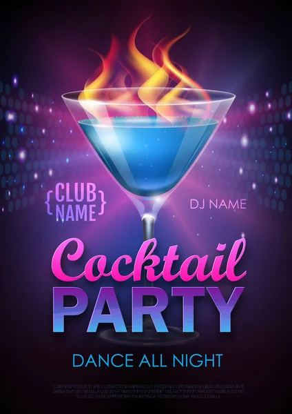 Disco Cocktail Party Poster Vector Illustration — Stock Vector