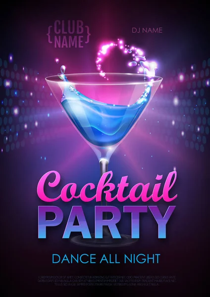 Disco Cocktailparty Poster Vectorillustratie — Stockvector