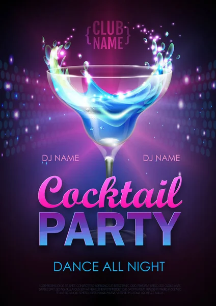 Disco Cocktail Party Poster Vector Illustration — Stock Vector