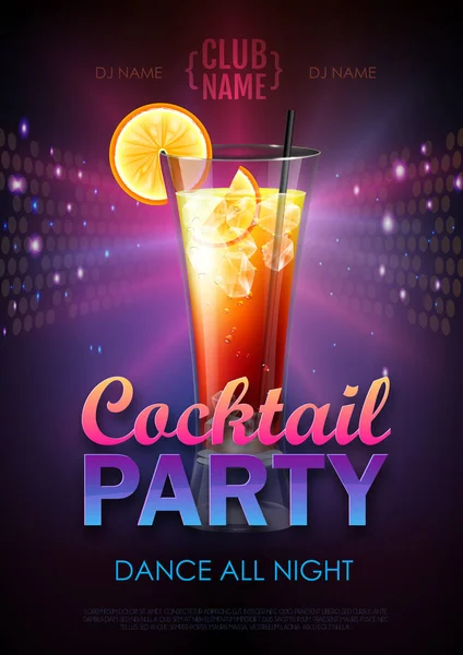 Disco Cocktail Party Poster Vector Illustration — Stock Vector