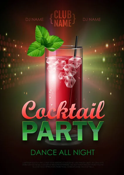 Disco Cocktail Party Poster Vettoriale Illustrazione — Vettoriale Stock