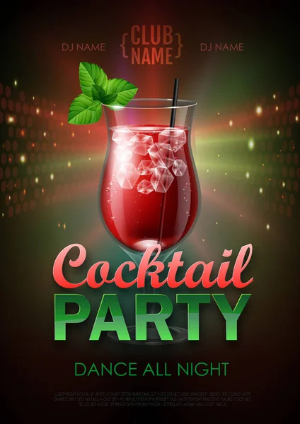 Disco Cocktail Party Poster Vector Illustration — Stock Vector