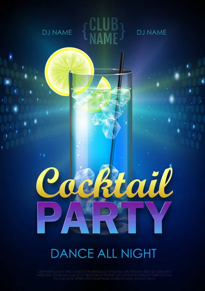 Disco Cocktail Party Poster Vector Illustration — Stock Vector