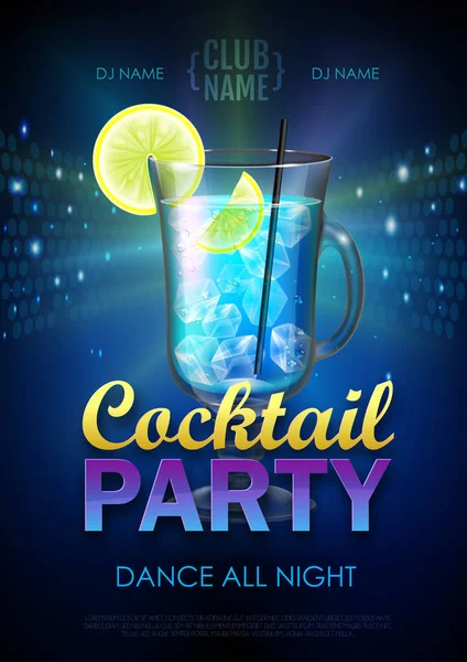 Disco Cocktail Party Poster Vector Illustration — Stock Vector