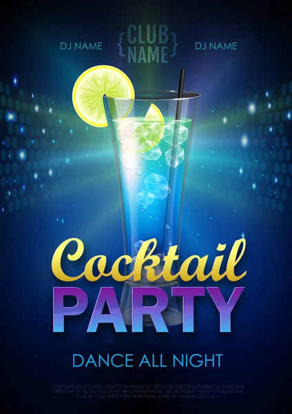 Disco Cocktail Party Poster Vector Illustration — Stock Vector