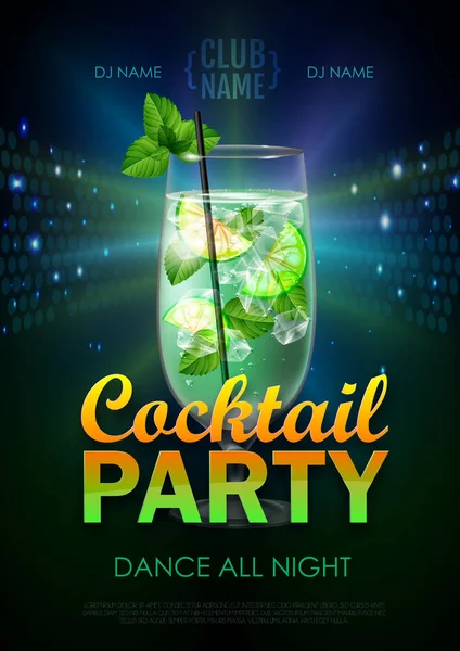 Illustration Vectorielle Affiche Soirée Cocktail Disco — Image vectorielle
