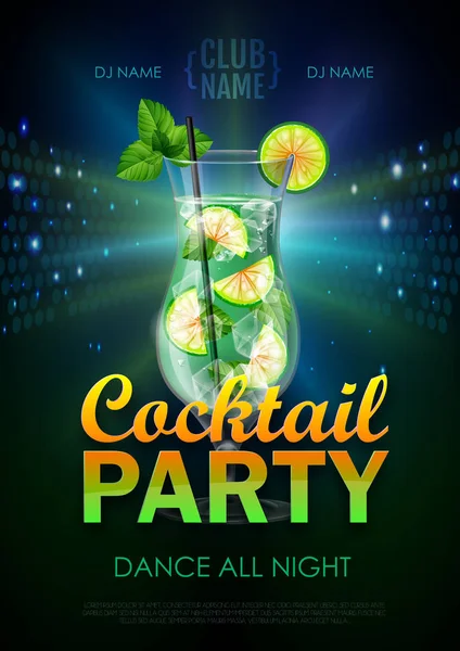 Disco Cocktail Party Poster Vector Illustration — Stock Vector