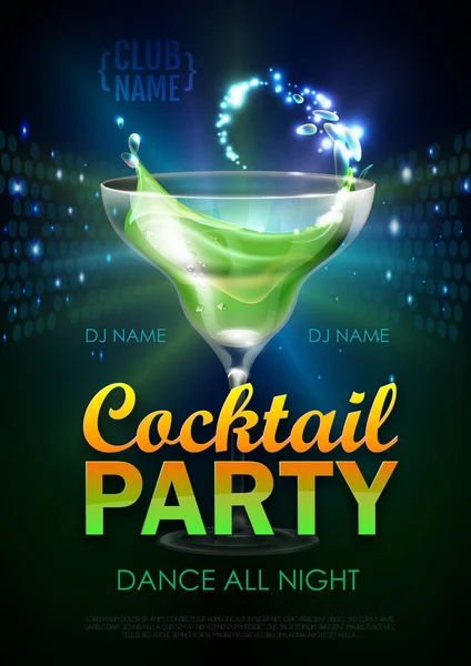 Disco Cocktail Party Poster Vector Illustration — Stock Vector