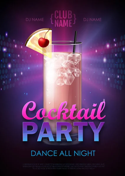 Disco Cocktail Party Poster Vector Illustration — Stock Vector