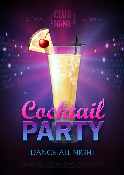Illustration Vectorielle Affiche Soirée Cocktail Disco — Image vectorielle