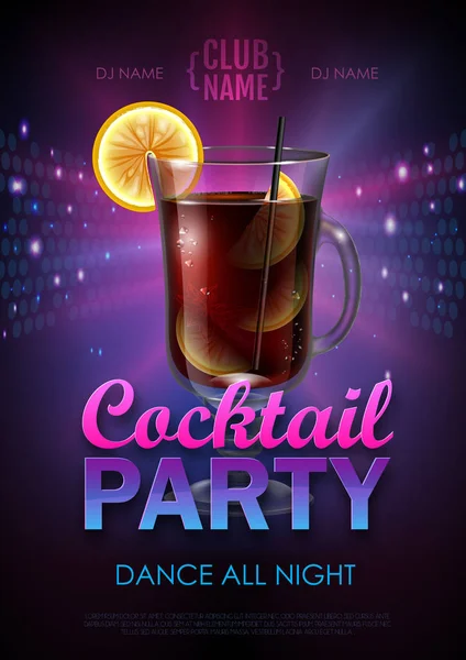 Disco Cocktailparty Poster Vectorillustratie — Stockvector