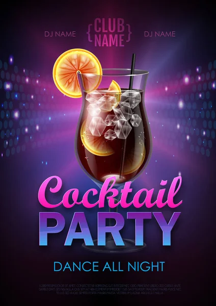 Disco Cocktailparty Poster Vectorillustratie — Stockvector