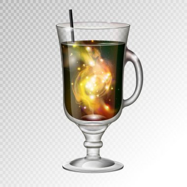 Gerçekçi kokteyl İrlandalı kahve cam alan arka plan ile vektör çizim