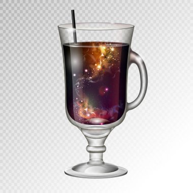 Gerçekçi kokteyl İrlandalı kahve cam alan arka plan ile vektör çizim