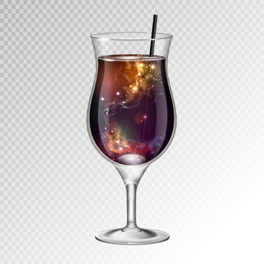Gerçekçi kokteyl pina colada cam alan arka plan ile vektör çizim