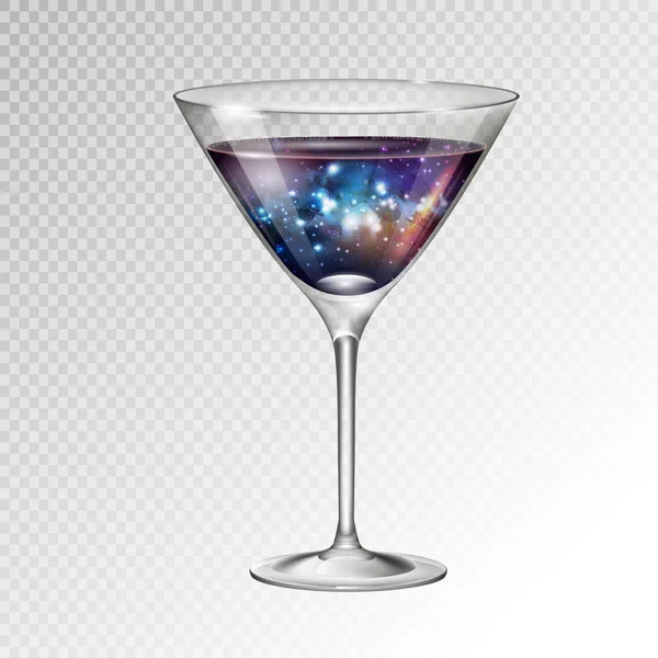 Realistische Vektorillustration Des Cocktails Kosmopolitisches Glas Mit Raumhintergrund Inneren — Stockvektor