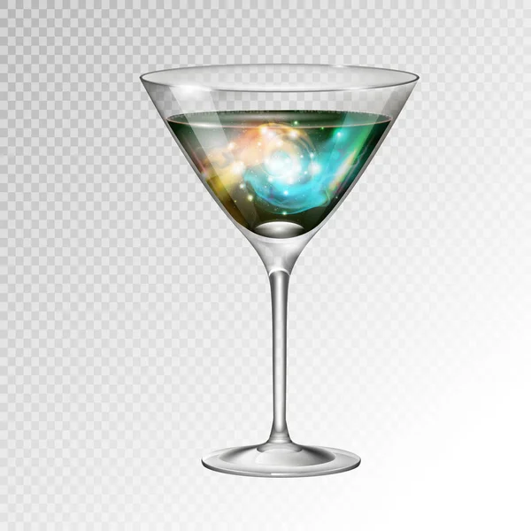 Realistische Vektorillustration Des Cocktails Kosmopolitisches Glas Mit Raumhintergrund Inneren — Stockvektor