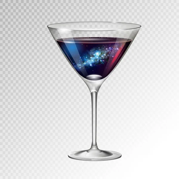 现实的向量例证鸡尾酒国际化玻璃与空间背景里面 — 图库矢量图片