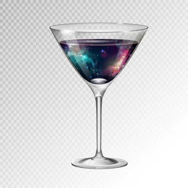 Realistische Vectorillustratie Van Kosmopolitische Cocktailglas Met Ruimte Achtergrond Binnen — Stockvector