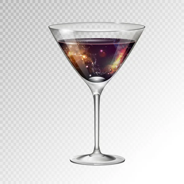 Realistische Vektorillustration Des Cocktails Kosmopolitisches Glas Mit Raumhintergrund Inneren — Stockvektor