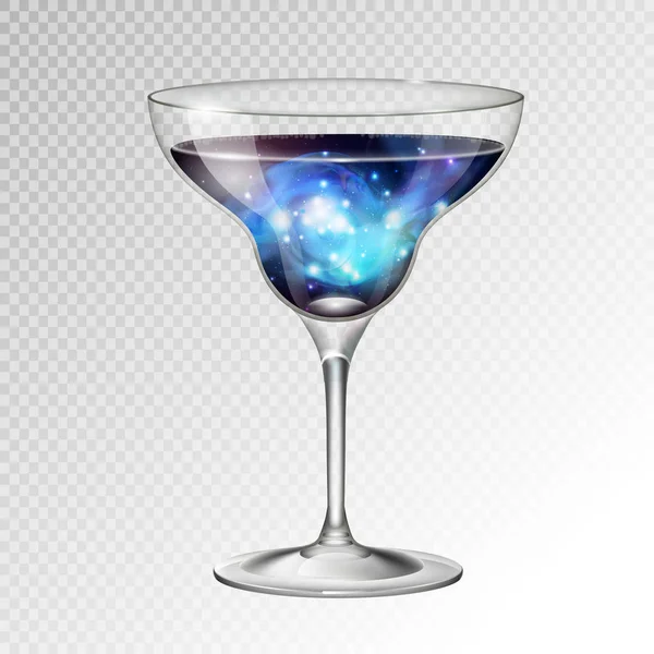 Realistische Vektor Illustration Von Cocktail Margarita Glas Mit Raumhintergrund Inneren — Stockvektor