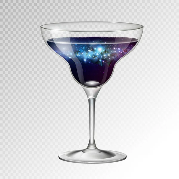Realistische Vektor Illustration Von Cocktail Margarita Glas Mit Raumhintergrund Inneren — Stockvektor