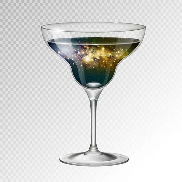 Realistische Vektor Illustration Von Cocktail Margarita Glas Mit Raumhintergrund Inneren — Stockvektor