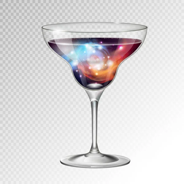 现实的向量例证鸡尾酒玛格丽特玻璃与空间背景里面 — 图库矢量图片