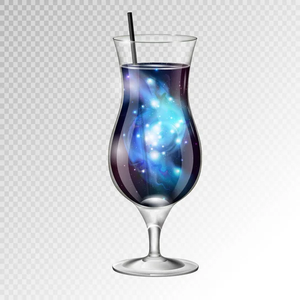 Vektor Illustration Von Realistischem Cocktail Tequila Sonnensirenglas Mit Raumhintergrund Inneren — Stockvektor