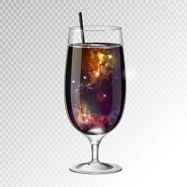 Vector Illustration Realistic Cocktail Glass Space Background — Stock Vector