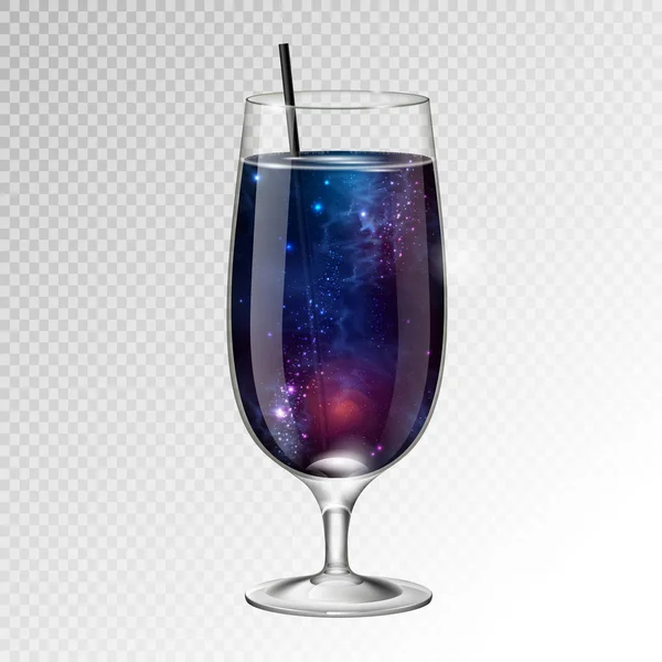 Ilustrație Vectorială Sticlei Cocktail Realiste Fundal Spațial Interior — Vector de stoc