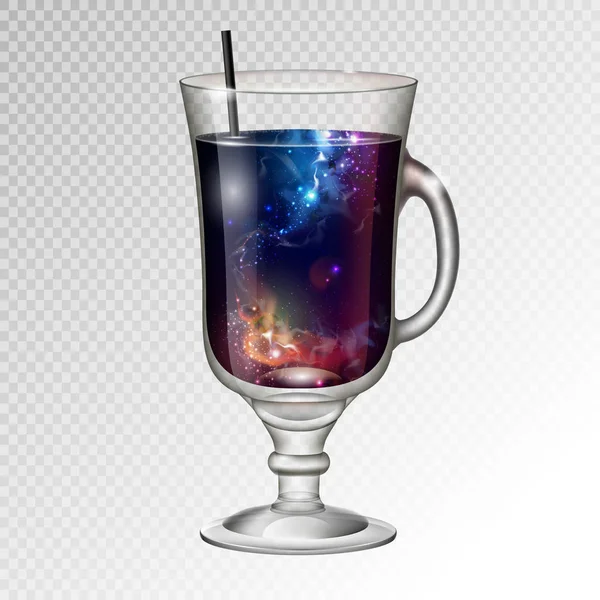 Vektor Illustration Des Realistischen Irischen Cocktail Kaffeeglases Mit Raumhintergrund Inneren — Stockvektor