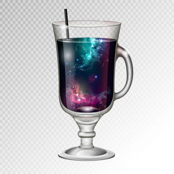 Vektor Illustration Des Realistischen Irischen Cocktail Kaffeeglases Mit Raumhintergrund Inneren — Stockvektor