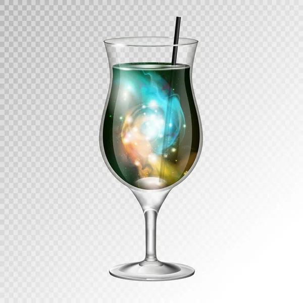 Vektor Illustration Des Realistischen Cocktail Pina Colada Glases Mit Raumhintergrund — Stockvektor