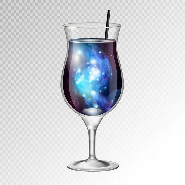 Vektor Illustration Des Realistischen Cocktail Pina Colada Glases Mit Raumhintergrund — Stockvektor