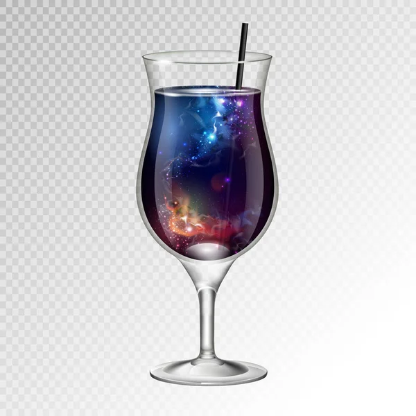 Vektor Illustration Des Realistischen Cocktail Pina Colada Glases Mit Raumhintergrund — Stockvektor