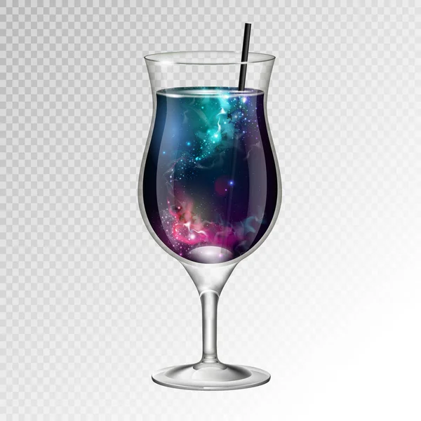 Illustration Vectorielle Verre Pina Colada Cocktail Réaliste Avec Fond Espace — Image vectorielle